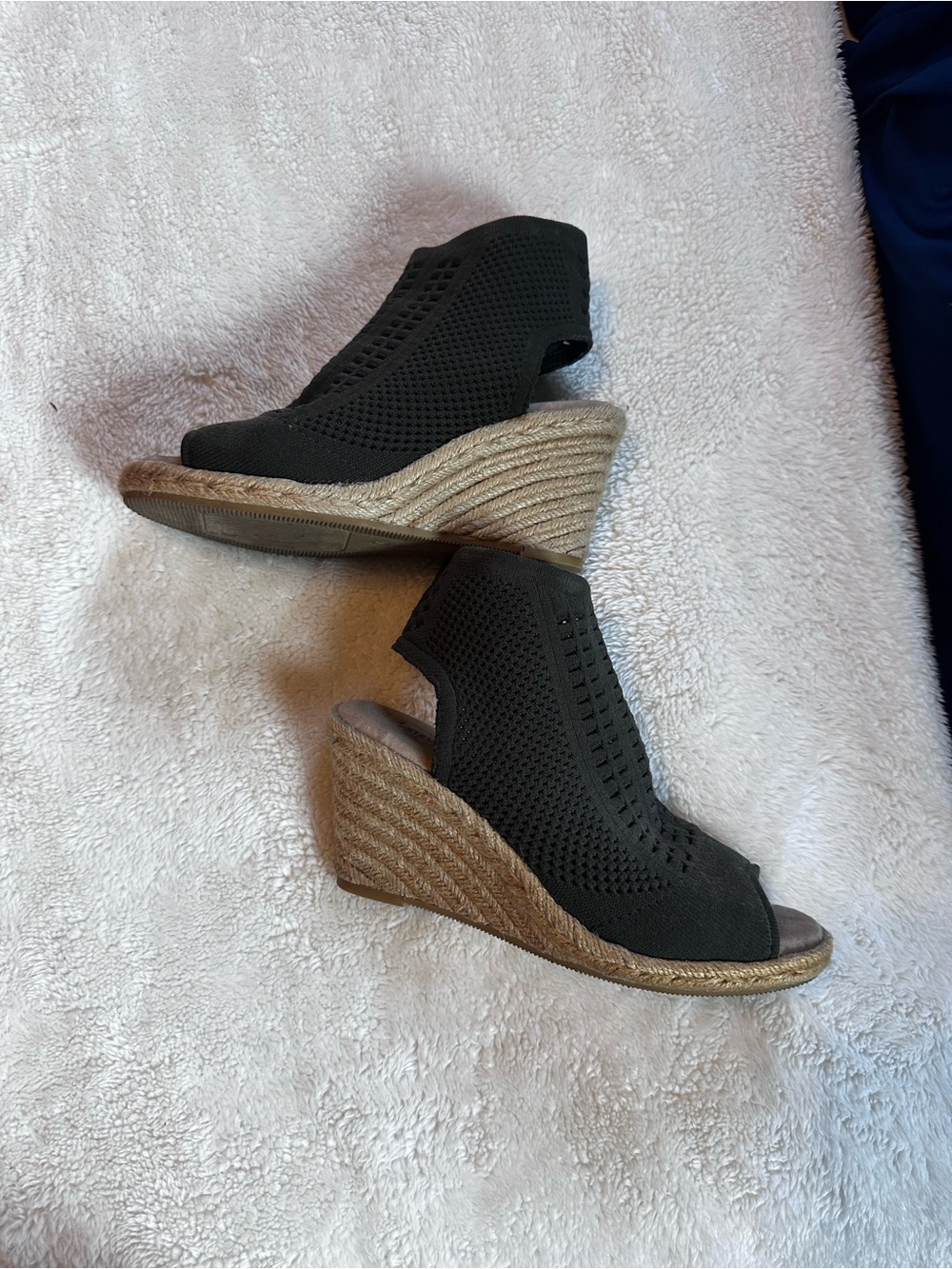 Green Knit Espadrille Wedge Sandals - Women's